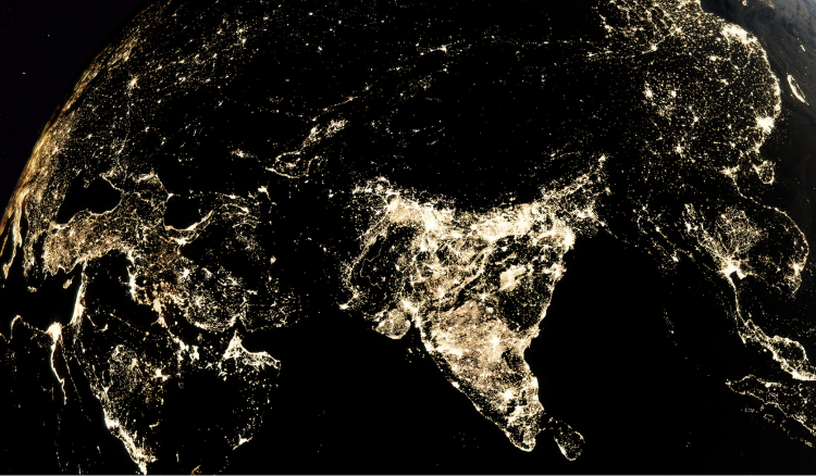 Satellite view focusing on India